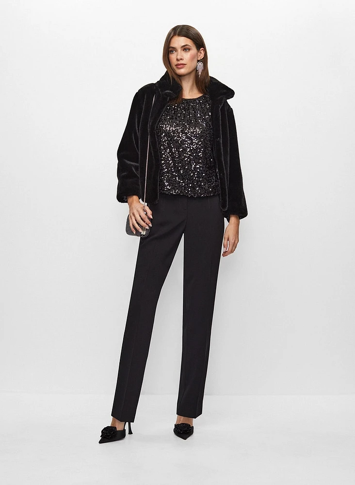 Sequin Detail Crew Neck Top