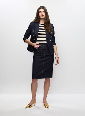 Veste en denim et jupe à surpiqûres