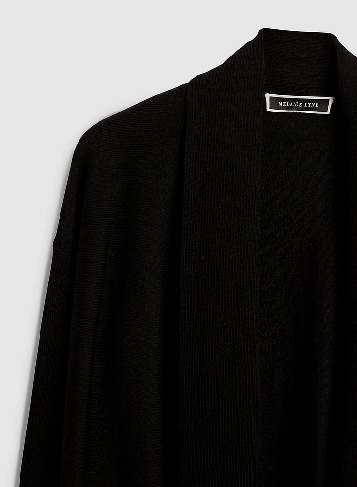 Cardigan à franges et ourlet asymétrique