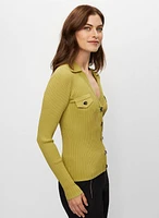 Gold Button Rib Knit Top
