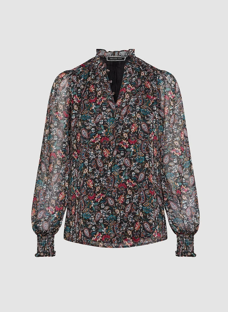 Paisley Print Long Sleeve Blouse