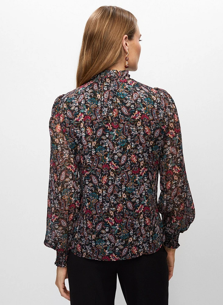 Paisley Print Long Sleeve Blouse