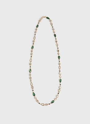 Links & Faceted Stones Necklace