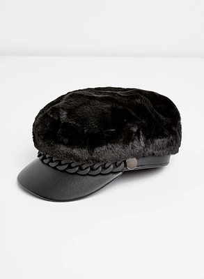 Casquette en fausse fourrure à chaîne