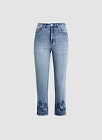 Embroidered Straight Leg Jeans