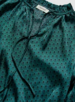 Satin Art Deco Fan Motif Blouse