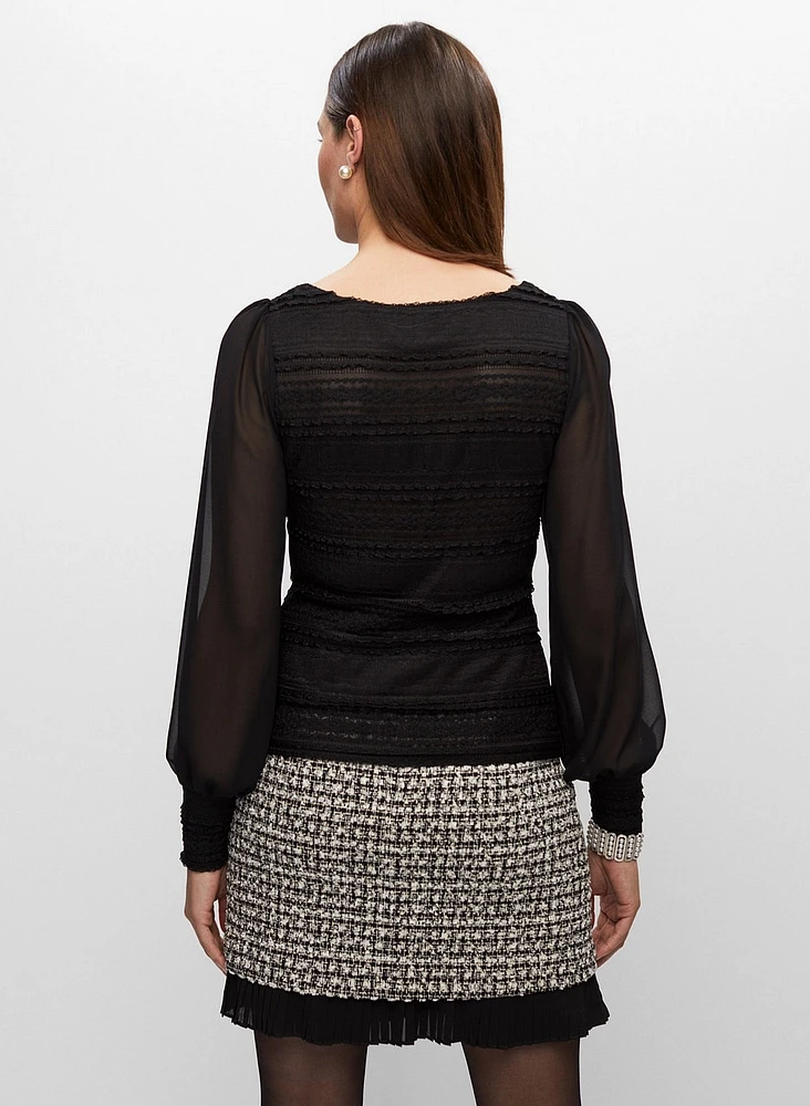 Ruffle Lace Long Sleeve Top