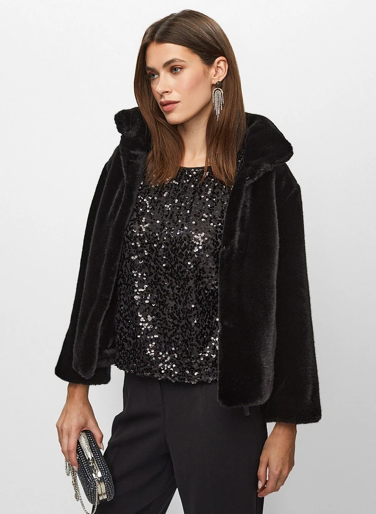 Sequin Detail Crew Neck Top
