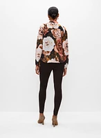 Tie Neck Rose Print Blouse