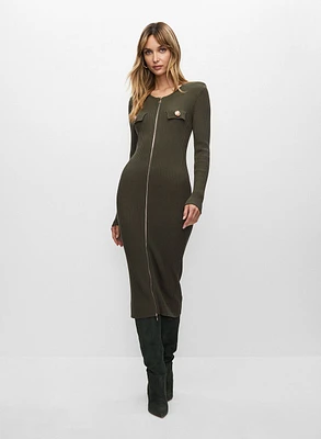 Zip Front Sweater Dress