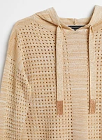 Open Weave Hooded Pullover