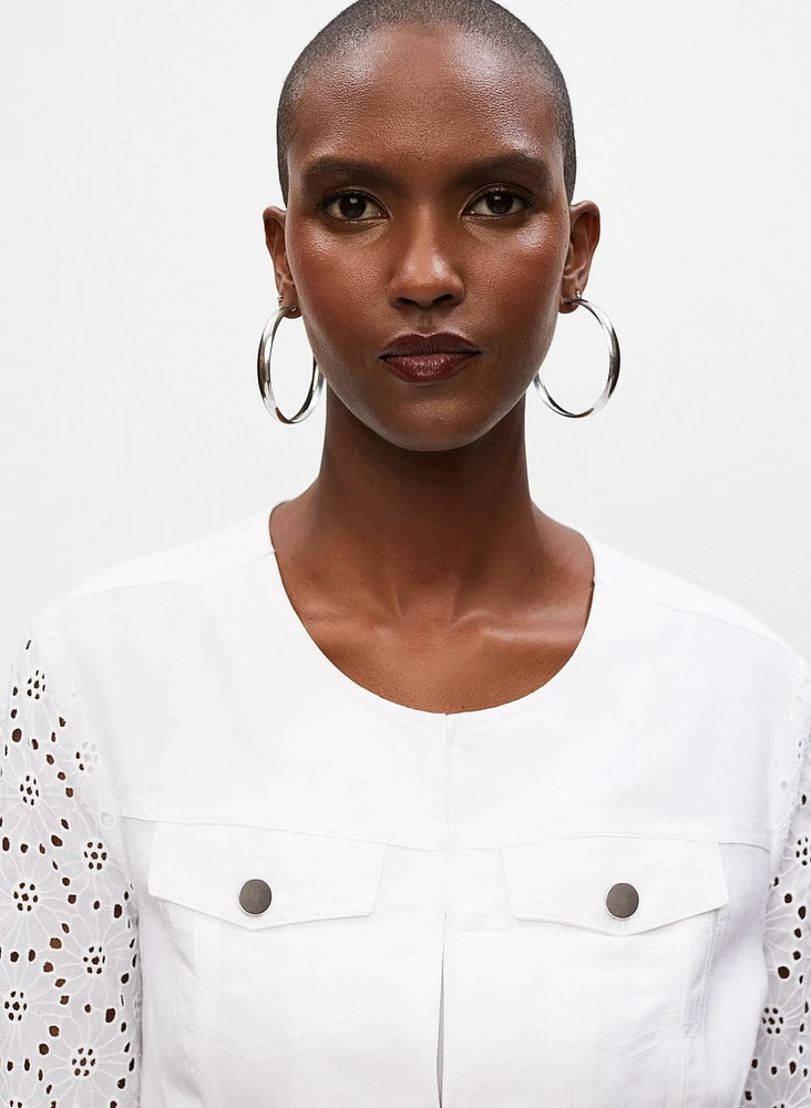 Veste à manches 3/4 motifs en dentelle