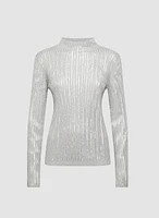 Pull en tricot côtelé à sequins