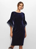 Adrianna Papell - Robe en velours à manches évasées volants