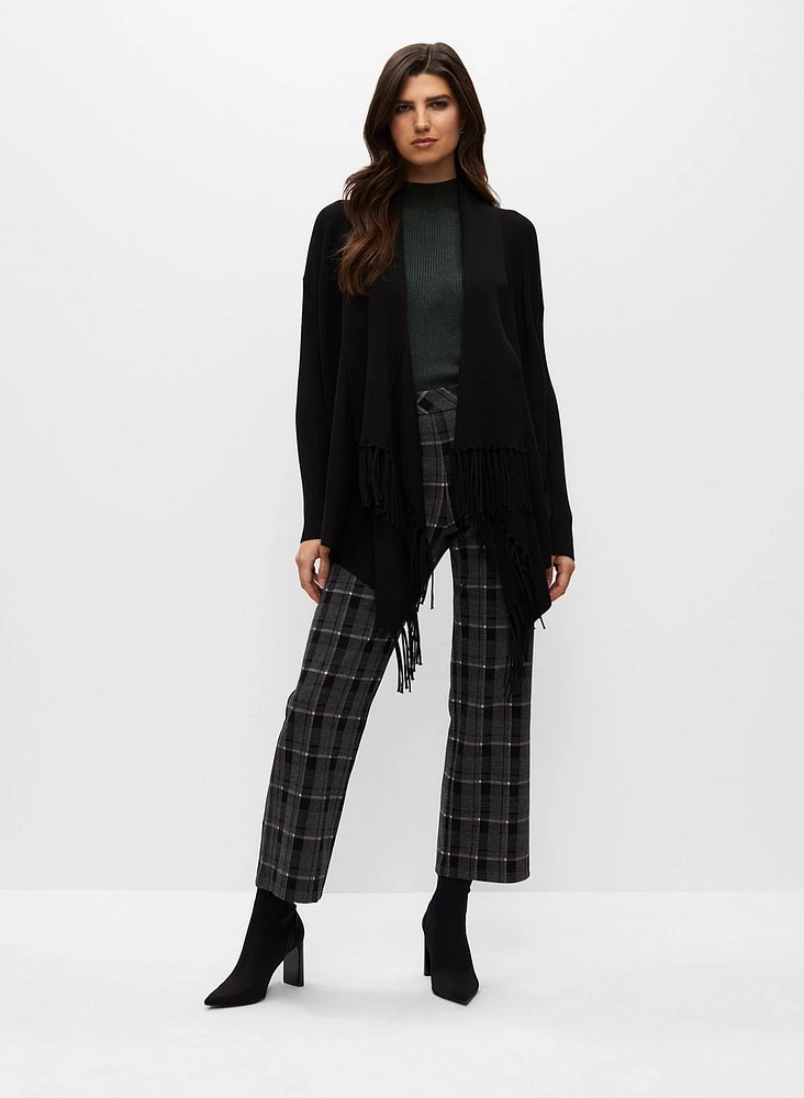 Cardigan à franges et ourlet asymétrique