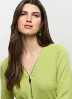 V-Neck Zip Detail Top