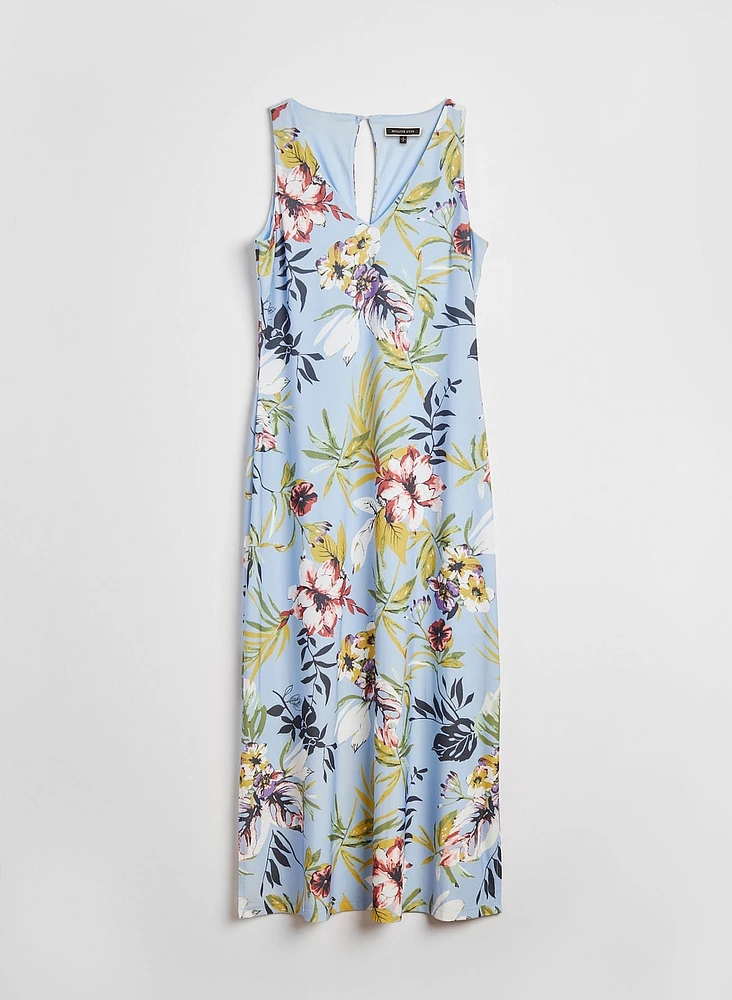 Robe longue sans manches à motif floral
