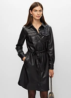 Vegan Leather Shirt Dress