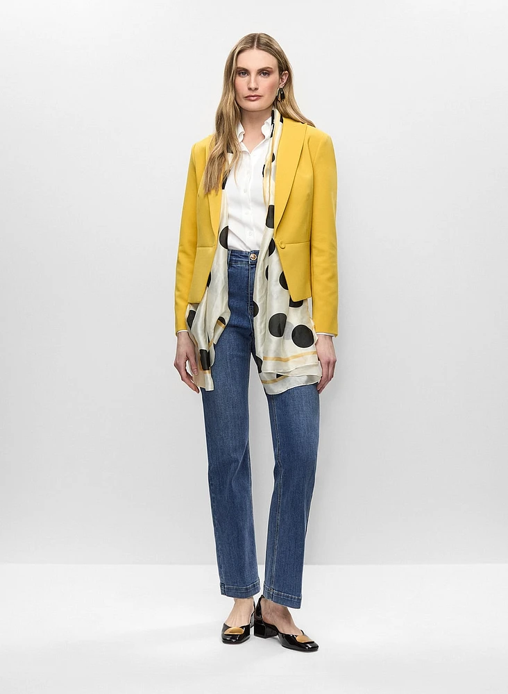 Short Single-Button Blazer & Wide Leg Jeans