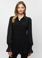 Sheer Sleeve Tunic Shirt