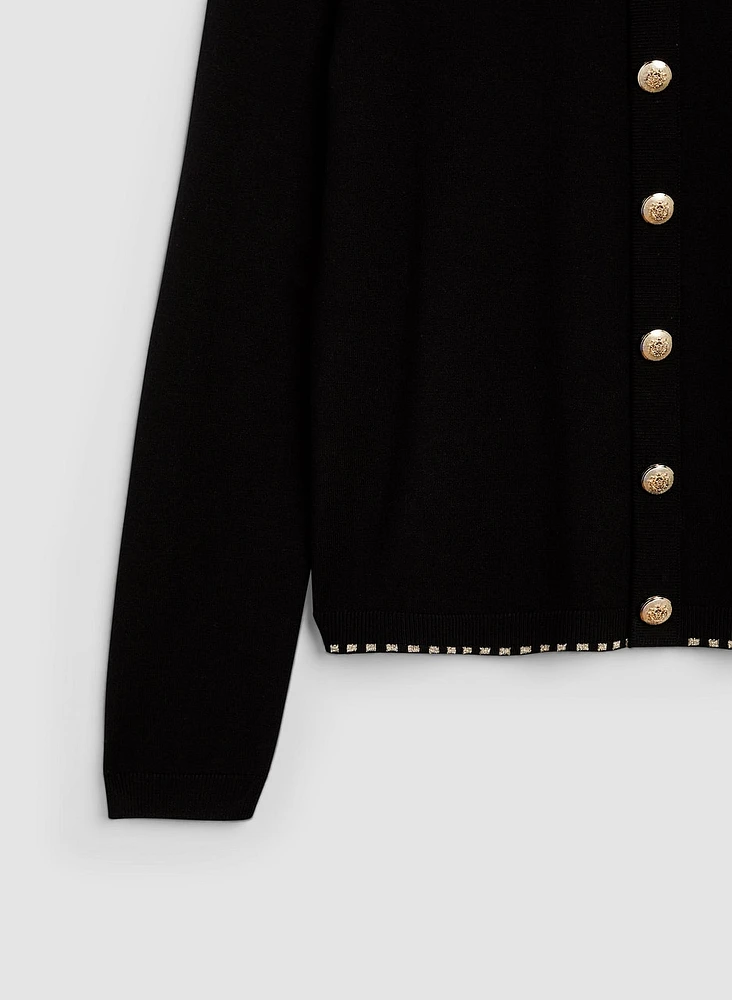 Gold Button Detail Pullover Sweater