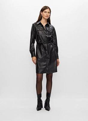 Vegan Leather Shirt Dress