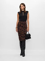 Pull-On Leopard Motif Skirt