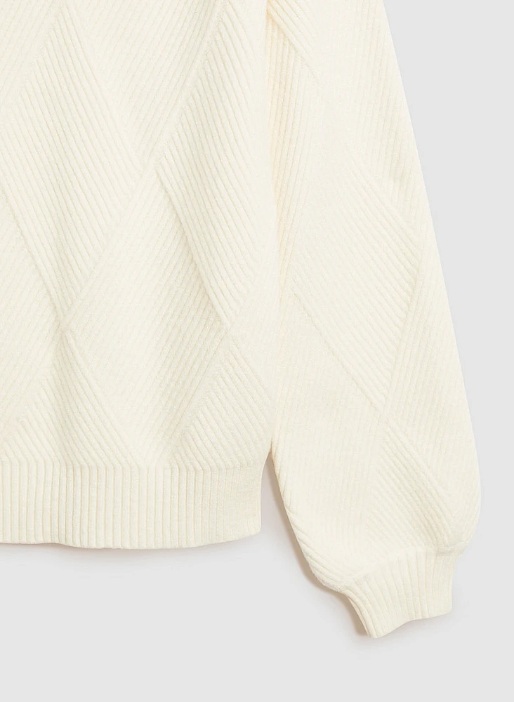 Diamond Rib Knit Pullover Sweater