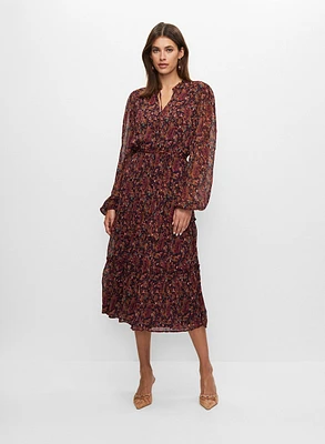 Split Neck Paisley Print Dress