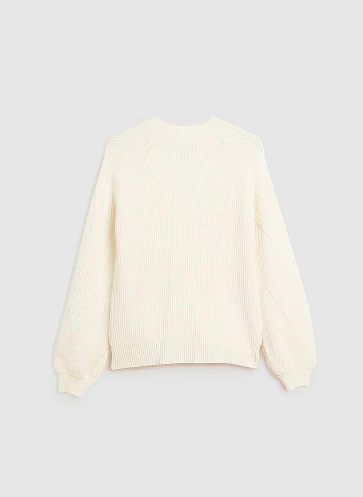 Diamond Rib Knit Pullover Sweater