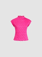 Funnel Neck Cap Sleeve Top