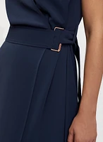 Belted Buckle Detail Midi Dress