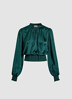 Satin Art Deco Fan Motif Blouse