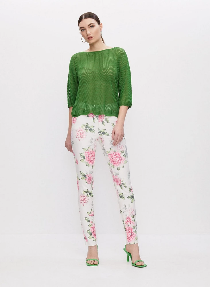 Floral Motif Slim Leg Jeans