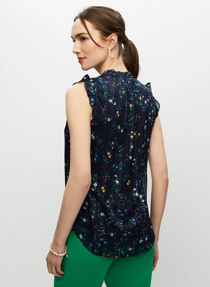 Floral Print Smocked Sleeveless Top