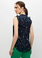 Floral Print Smocked Sleeveless Top