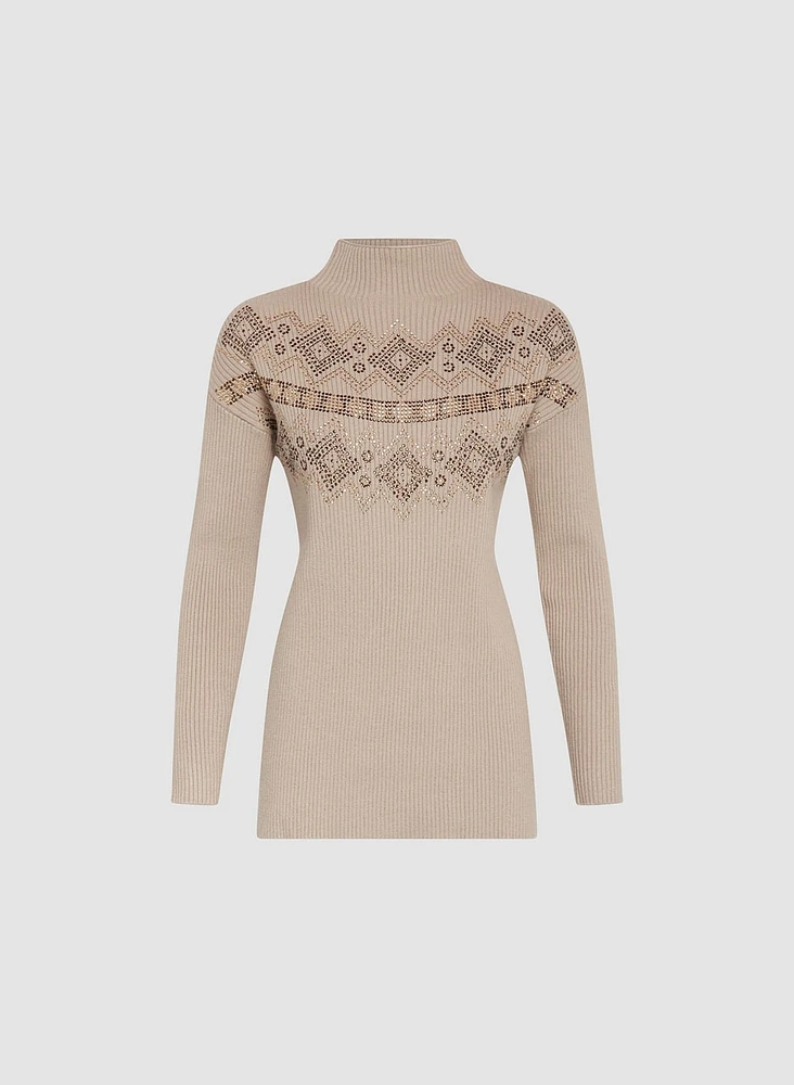 Rhinestone Detail Knit Sweater