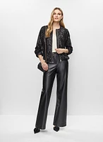 Veste bomber et pantalon en cuir végane