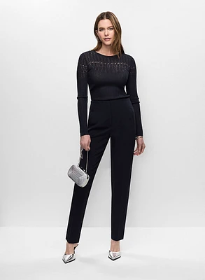 Pull en tricot pointelle et à jambe étroite
