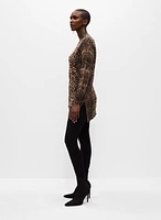 Snakeskin Print Tunic Sweater