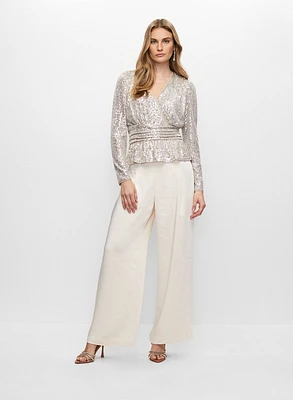Haut en sequins et pantalon large