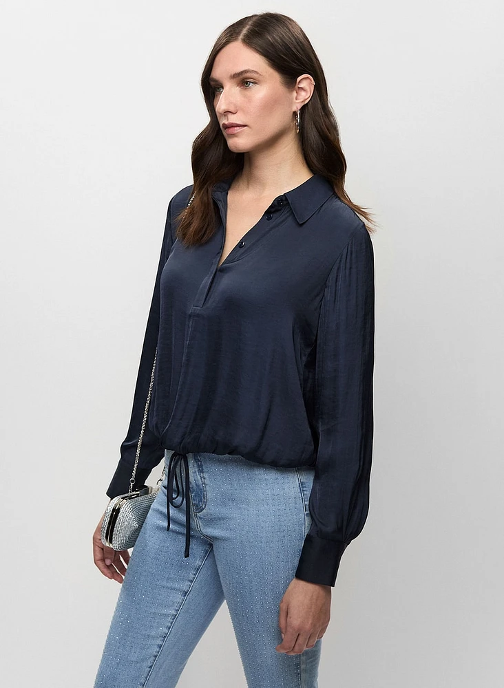 Tie Hem Satin Blouse