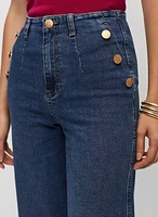 Button Detail Wide Leg Jeans