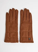 Gants en faux suède à motif matelassé