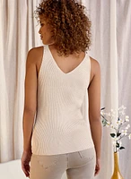 V-Neck Ribbed Knit Tank Top