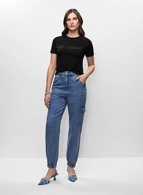 Slogan T-Shirt & Cargo Jeans
