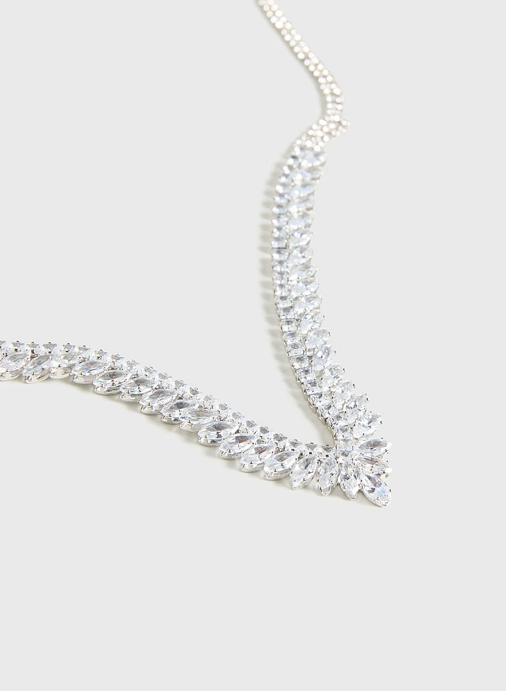 Crystal V-shaped necklace