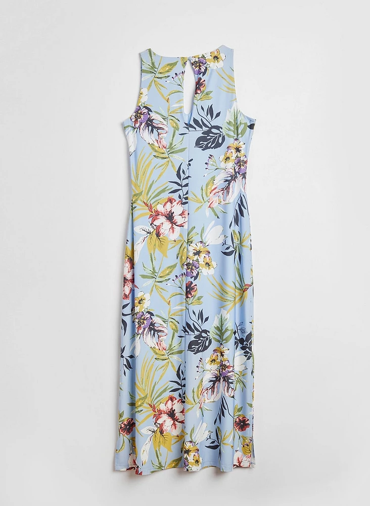 Robe longue sans manches à motif floral