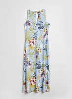 Robe longue sans manches à motif floral