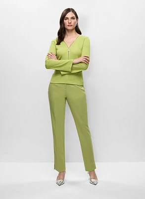 Haut à encolure en V zippée et pantalon à jambe étroite